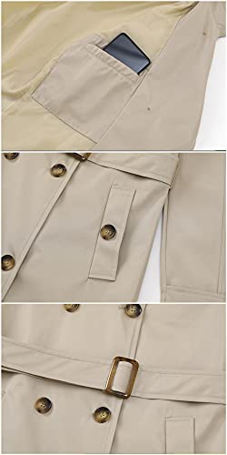 Chrisuno Trench Coat Women Women's Trenchcoat Double Breasted Water Resistant Classic Peacoat with Belt Black Padding Lined S