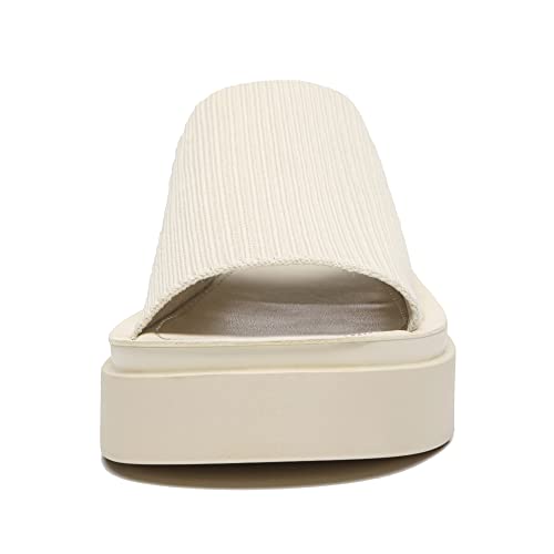 Athlefit Women's Slip On Platform Sandals Comfortable Open Toe Flatform Chunky Beige Sandals Size 6