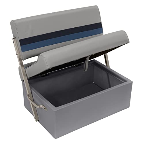 Wise 8WD125FF-1011 Deluxe Series Pontoon Flip-Flop Seat Cushion Set, Grey/Navy/Blue - use with 8WD125FF-1B-221 Base