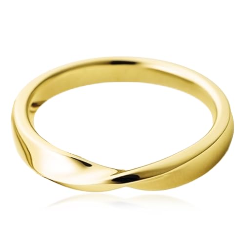 munone 3mm Twisted Pinky Promise Ring for Women Men,18k Gold Plated Titanium Cute Band Ring