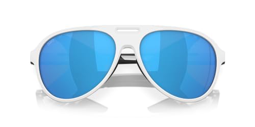Costa Del Mar Grand Catalina Sunglasses, Hull White/Blue Mirrored 580G, 59 mm