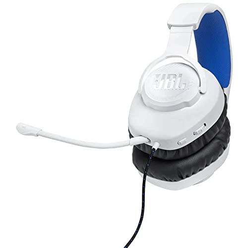 JBL Quantum 100P - Wired Over-Ear Gaming Headset with a Detachable mic, QuantumSOUND Signature, Memory Foam Comfort, Compatible with Windows Sonic Surround Sound (White)