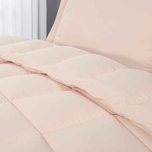 Chezmoi Collection 3-Piece Blush Comforter Set Queen Size - 110GSM Peach Skin Microfiber Polyester - Lightweight All Season Down Alternative Comforter - Box Stitch Duvet Insert with Corner Tabs