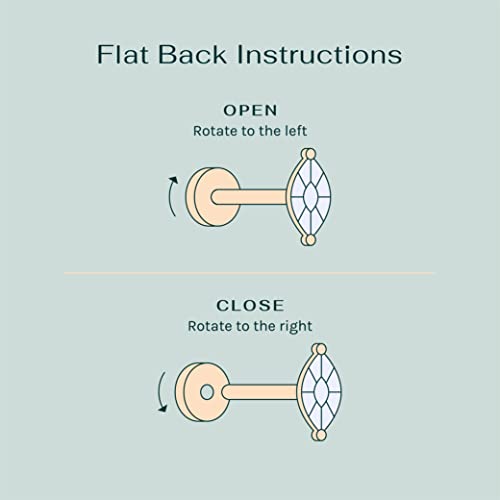 PAVOI 14K Yellow Gold Plated Sterling Silver Post Navette CZ Crawler Flat Back Earrings for Women | Small Cartilage Cubic Zirconia Stud Earring | Helix Piercing Jewelry