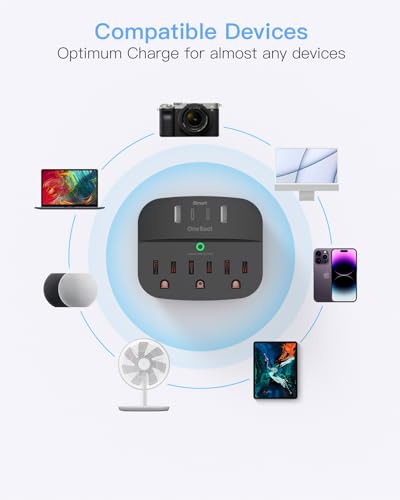 2 Pack Multi Plug Outlet Splitter with USB, Surge Protector Outlet Extender with 3 Wall Outlets 4 USB Wall Charger(2 USB C), 490 Joules, ETL Listed, Small Outlet Adapter Plug Extender for Travel,Black
