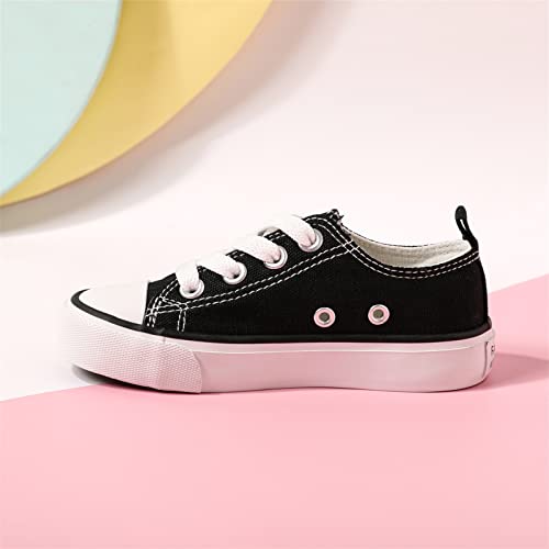 PATPAT Toddler Kid Boys and Girls Slip On Sneakers, Toddler Sneakers Little Kid Big Kid Shoes Canvas Sneaker Toddler Shoes Black
