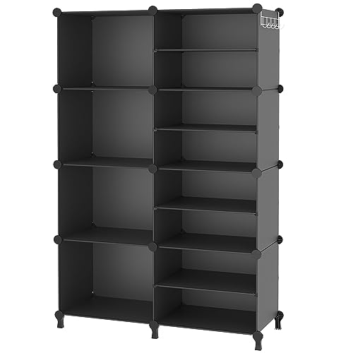 AWTATOS Closet Organizer 8 Cube Storage Shelves Portable Closet Clothes Organizers and Storage Stackable Cubby Shelving for Closet Bedroom Living Room Office Black
