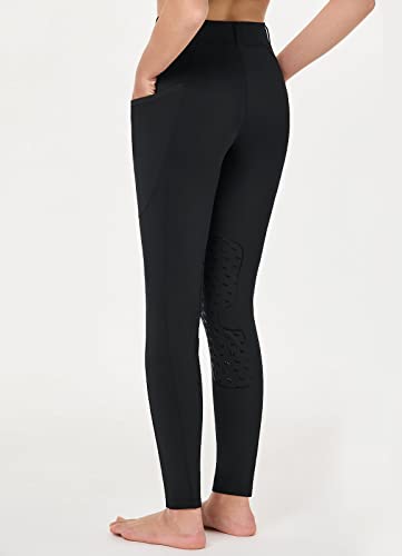 baleaf Girls Horse Riding Pants Kids Equestrian Breeches Belt Loops Knee-Patch Youth Schooling Tights Zipper Pocket Black XS