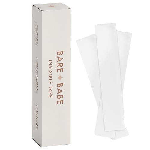 Double Sided Tape for Clothes and Body - Adhesive Fashion Tape for All Skin Shades - Transparent Clear Body Tape for Women's Clothing - Hypoallergenic Fabric Tape for Clothes - 50 Strips