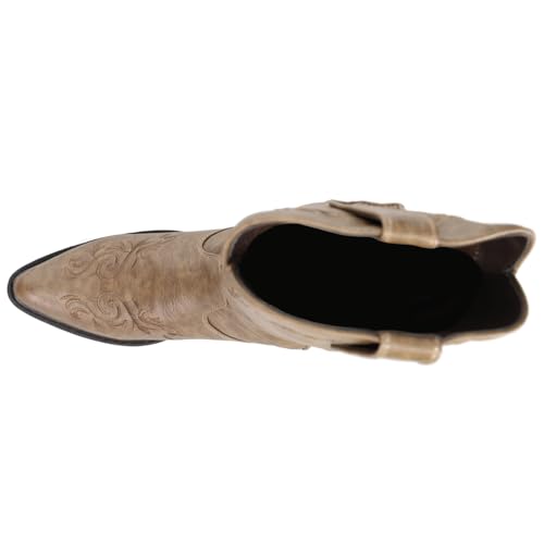 ROPER Womens Brooklyn Round Toe Casual Boots Mid Calf Low Heel 1-2" - Beige - Size 11 B