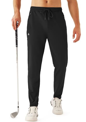 URBEST Men's Stretch Golf Pants with Zipper Pockets Slim Fit Athletic Sweatpants for Men Workout Travel Running Navy 3XL
