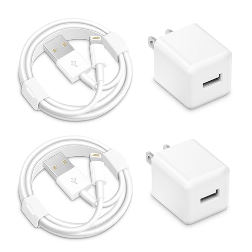 i Phone Charger, 5W USB to Lightning Cable 6Ft Quick Fast Charging Cord USB Wall Chargers Power Adapter for i Phone 14/13/12/11/X/8 Plus/XR/XS Max/SE/i Pad(2-Pack)