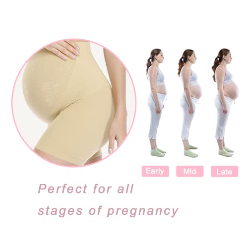 POSHGLAM Women's Maternity Shapewear for Dress Seamless Underwear Belly Support Prevent Chaffing Pantie Shorts(Black, Small)