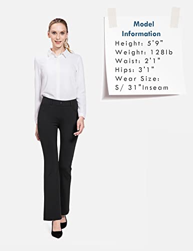 baleaf Womens Dress Pants Yoga Work Pants Pull On Slacks Petite Business Casual Office Trouser Pockets 31" Blue XLT