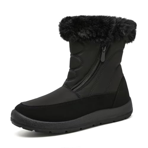 Cheval Winter Snow Boots for Women, Fur Lined Warm Mid Calf Booties, Outdoor Anti-slip Waterproof Comfortable Short Boot, Botas De Invierno Para Mujert