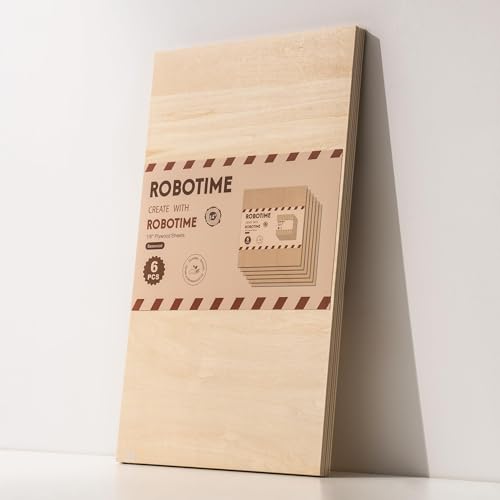 ROBOTIME 6 Pcs Basswood Sheets 12"x12"x1/8", 3mm Basswood for Laser Cutting, 1/8 Plywood Thin Wood Sheets for Craft Projects Hobby Wood