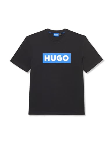 HUGO Logo Stripe Cotton Crew Neck T-Shirt Black Pepper Small