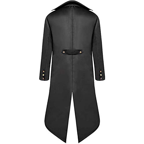 BITSEACOCO Mens Gothic Medieval Tailcoat Jacket, Steampunk Vintage Victorian Frock High Collar Coat(S,Black