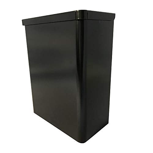 Sanitary napkin and tampon disposal receptacle, surface mount, black steel, liner held in place with bracket