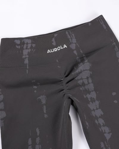 AUROLA Serpent 2 Pieces Pack Set Seamless Scrunch Workout Leggings for Women Active Gym Pants,Pack (Black + Water Blue),M