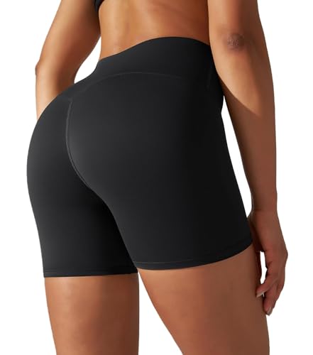 Orolay Workout Shorts for Women - Naked Feeling Biker Shorts Yoga Soft High Waisted Moisture Wicking Running Shorts Black X-Small