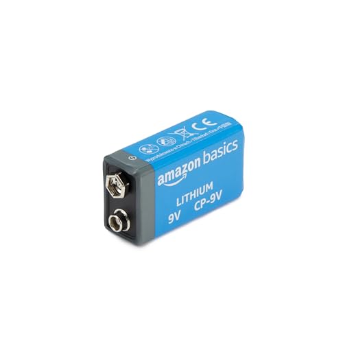 Amazon Basics 2-Pack 9 Volt Lithium High-Performance Batteries, 10-Year Shelf Life, Long Lasting Power