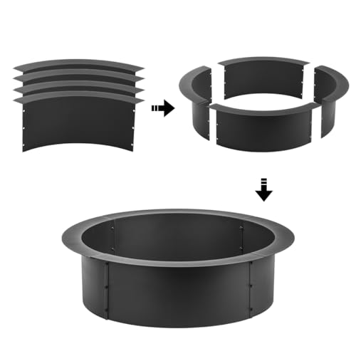 36 inch Fire Ring for Outside with Flower & Plant Pattern, Fire Pit Ring for Camping, Wood Burning Fire Pit for Outside,Yard,Garden,Outdoor Fireplace