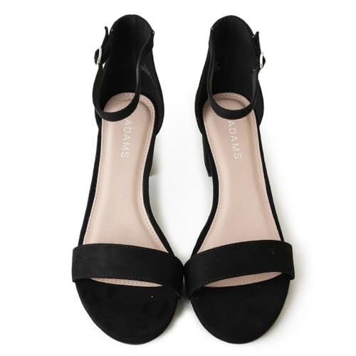 J.Adams Daisy Heeled Sandals for Women – Wide Ankle Strap Low 2 Inch Kitten Short Block Heel, Open Toe Dress Shoes – Chunky Heels for Bridal, Wedding, Parties – Dressy Platform Sandals, Women's Shoes