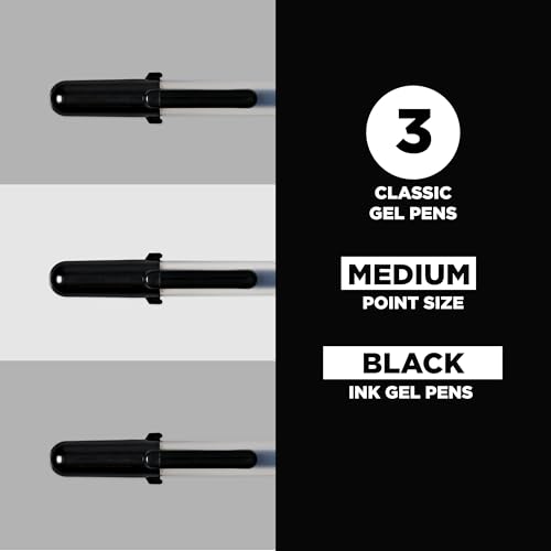 SAKURA Gelly Roll Gel Pens - Medium Point Ink Pen for Journaling, Art, or Drawing - Classic Black Ink - Medium Tip - 3 Pack