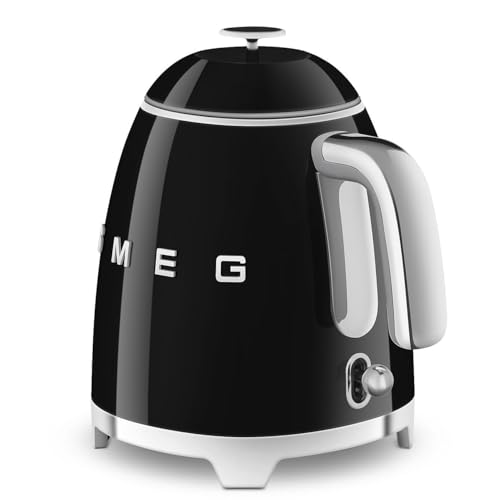 SMEG Mini 50's Retro Style 3 Cup Electric Kettle with Double Wall Anti Slip Base and Water Level Indicator (Black)