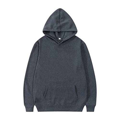 CRFANSHIRT Casual Unisex Hoodies Sweatshirt for Men Women, Comfortable Lightweight Fleece Adult Pullover with Pockets DarkGrey M