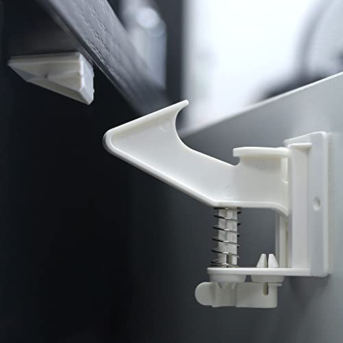 10 Pack 3.5 Inches Longer Cabinet Locks for Babies Child Safety Latches - Vmaisi Baby Proofing Cabinets Drawer Lock with Adhesive Easy Installation