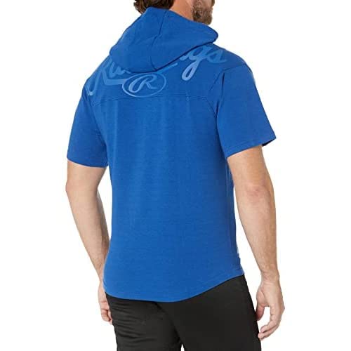 Rawlings Gold Collection Adult 1/4 Zip Short Sleeve Batting Practice Hooded Jacket, Black, Small
