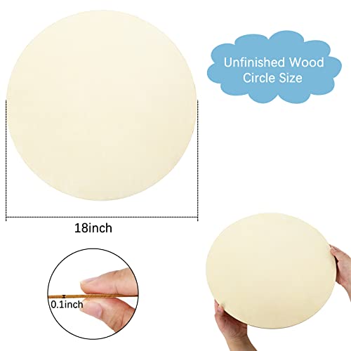 Whaline 18 Inch Wood Circles for Crafts 10Pcs Christmas Unfinished Round Wooden Discs Farmhouse Rustic Wood Sign 3mm Natural Blank Wood Slices for Winter DIY Painting Carving Art Craft Wood Burning