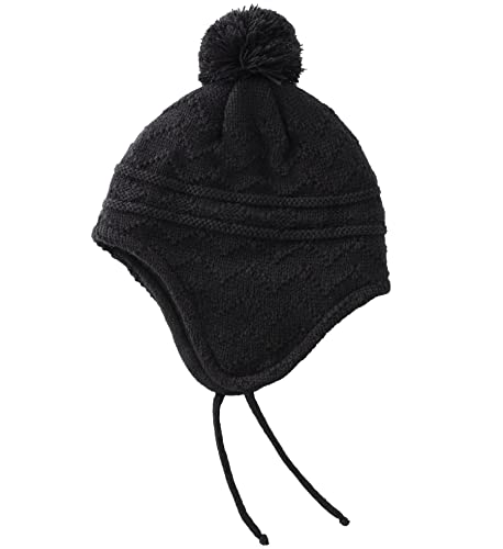 Connectyle Toddler Boy Knit Winter Hat with Ear Flaps Knit Kids Hat with Pompom Fleece Lined Beanie Cap M Blue+Purple