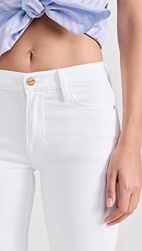 FRAME Women's Le High Straight Jeans, Blanc, White, 33