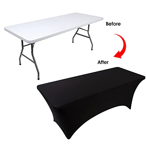 BDDC Table Covers for 8 Foot Tables, Spandex Table Covers 8ft, Light Purple Table Cloths Rectangle 8ft for Events, Wedding, Banquets & Parties