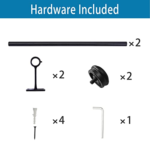 1 Inch Curtain Rods, Black Curtain Rods, Curtain Rods for Windows 18 to 28, Outdoor Curtain Rod for Patio, Wall Mount & Ceiling Mount, Adjustable Curtain Rod, Room Divider Curtain Rod (18” to 28”)