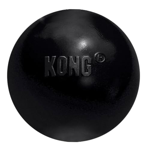 KONG Extreme Ball with Hole - Fetch Toy - Durable Dog Toy for Training, Interactive Playtime & More - Natural Extreme Rubber Ball - Black - for Large/Medium Dogs