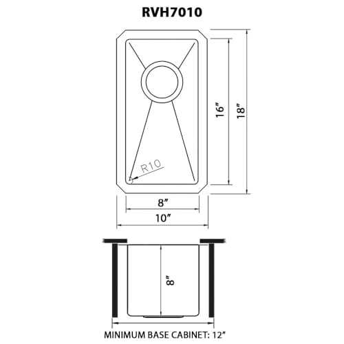 Ruvati 28-inch Rounded Corner Undermount Kitchen Sink Single Bowl – Durable 16 Gauge Stainless Steel Kitchen Sink with Brushed Finish hides scratches, Easy-to-Clean Undermount Sink - RVH7250