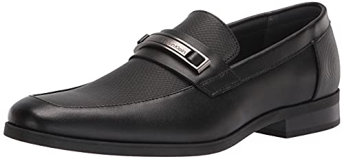 Calvin Klein Men's Jameson Loafer, Black Leather, 10.5W Wide US