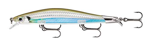 Rapala Ripstop Lure, Size 12, 4 3/4" Length, 4'-5' Depth, 1/2 oz, 3-#5 Hooks, Moss Back Shiner, Per 1, Multicolor, RPS12MBS