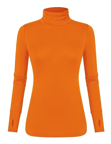LUYAA Women's Plus Size Warm Long Sleeve Turtleneck Top Ultra Soft Fall Thumb Holes Black Small for Fall Winter Medium