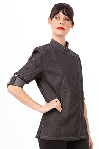 Chef Works Women's Gramercy Denim Chef Coat, Black, X-Small