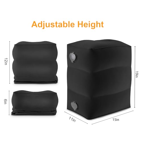 Maliton Inflatable Travel Foot Rest Pillow, Toddler Airplane Bed, Car Seat Foot Rest for Kids, Adjustable Height Leg Rest Pillow for Airplane, Home, Office(Black, 1 Pack)
