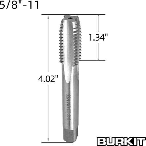 Burkit 5/8"-11 UNC Tap and Die Set, 5/8 x 11 UNC Machine Thread Tap and Round Die Right Hand