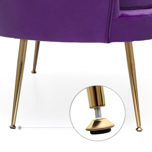 Magshion Purple Velvet Couch Tufted Loveseat with 2 Pillows, Velvet Love Seat Accent Chair, Modern Scalloped Back Upholestered Armchair with Metal Legs, Cushion Padded Sofa