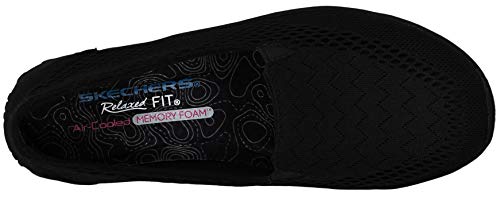 Skechers Women's Reggae Fest Willows Flat, Black/Black Mesh, 9 M US