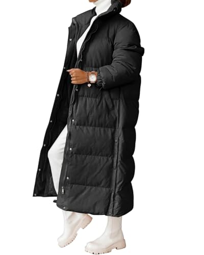 Zwurew Quilted Lightweight Womens Winter Coats Down Puffer Coat Zip Up Long Winter Coat Black Puffer Jacket
