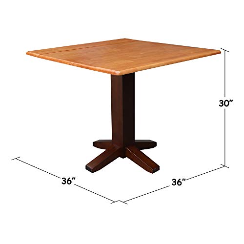 Solid Wood 36" Square Dual Drop Leaf Dining Table, White